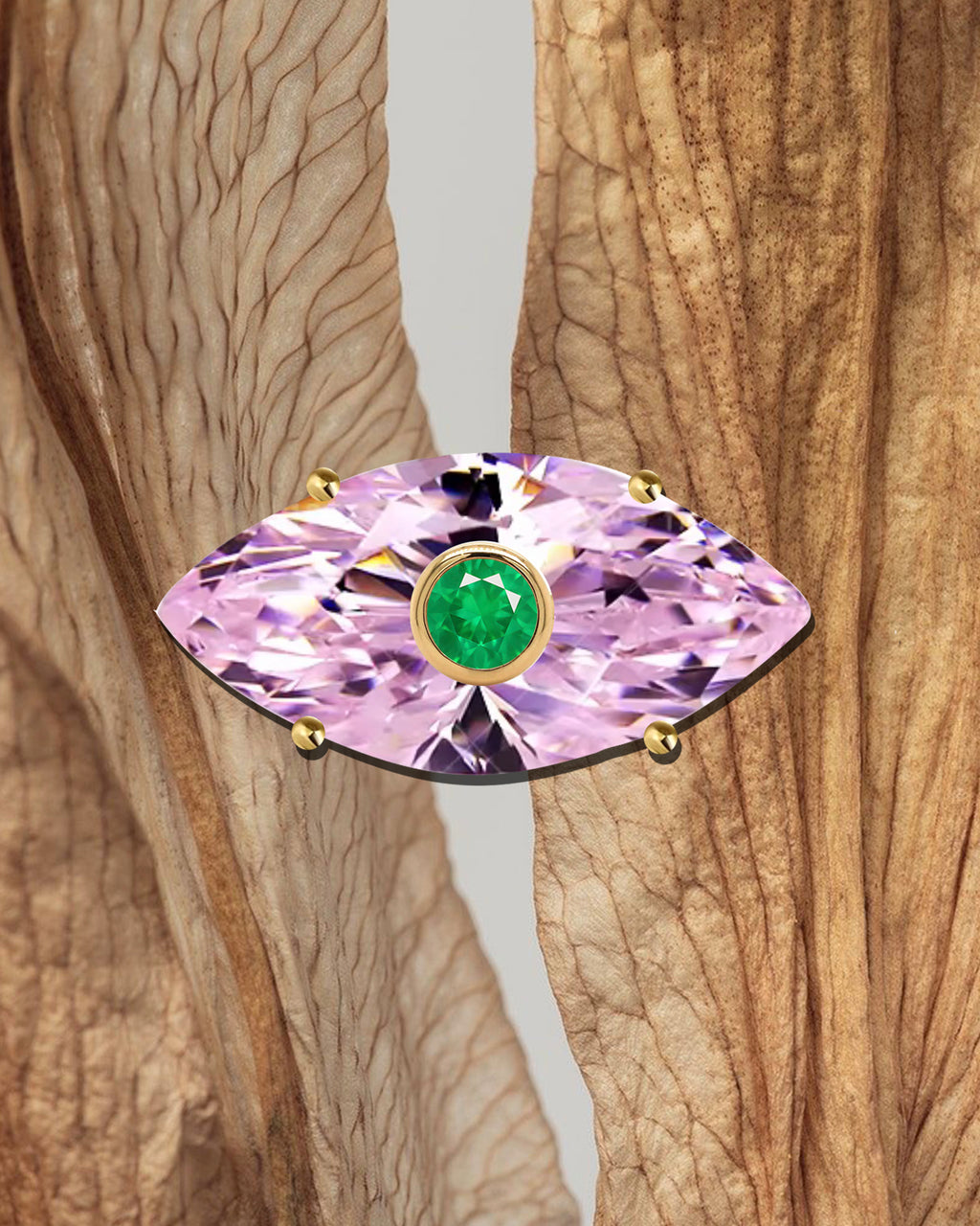Electra – 18K gold crystal charm pendant by Tirana