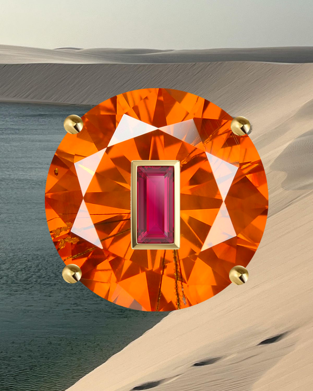 Merope – 18K gold crystal charm pendant by Tirana